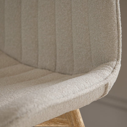 Bella Light Beige Boucle Dining Chair - Set of 2 - Chalked Mango Wood Legs - Laura James 