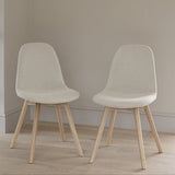 Ellis Light Beige Boucle Dining Chairs - Set of 2 - Whitewash Oak Legs - Laura James 