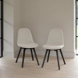 Amelia Whitewash Dining Table Set - 6 Seater - Ellis Boucle  Dining Chairs - Black Legs - Laura James 