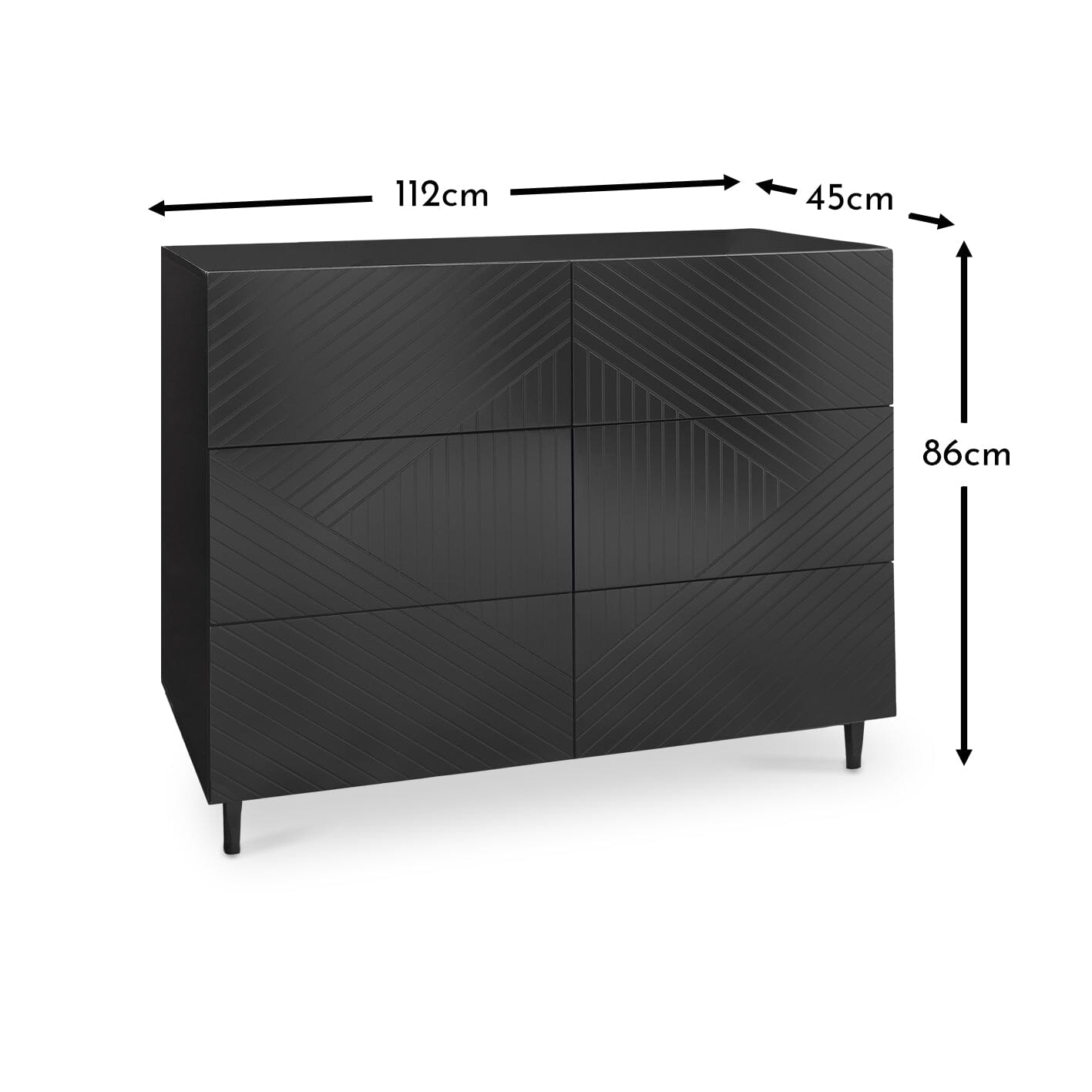 Jack 6 Chest of Drawers - Black - Laura James 