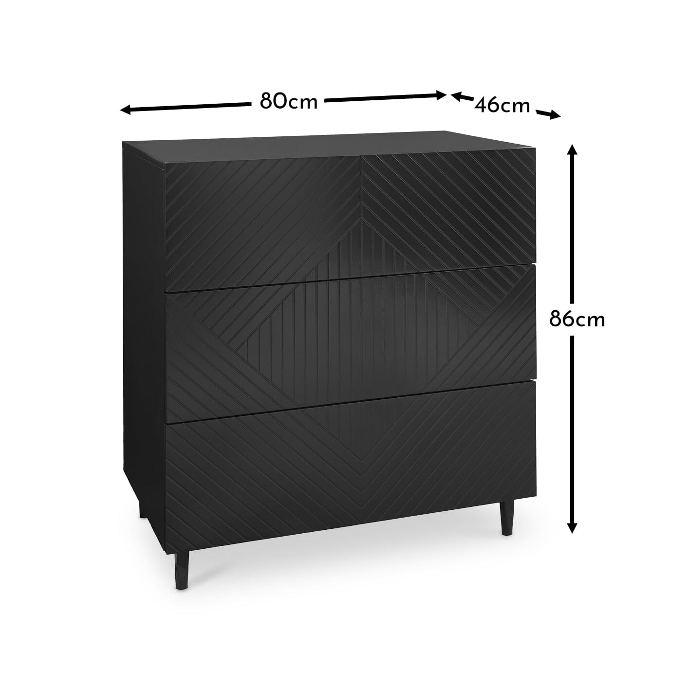 Jack 3 Chest of Drawers - Black - Laura James 