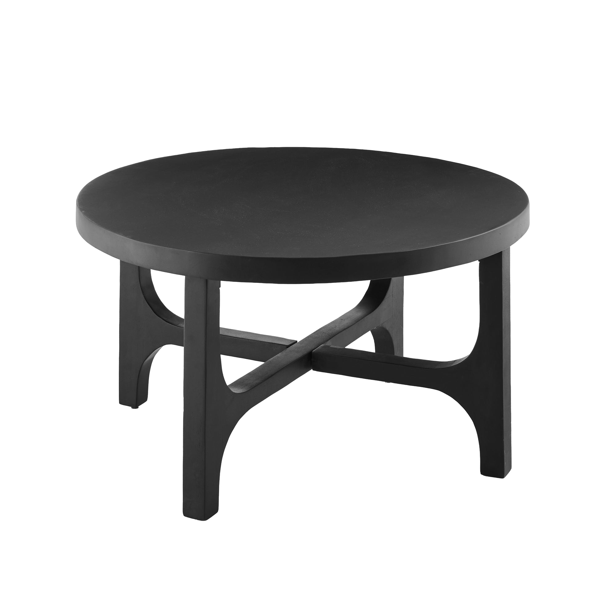 Black Mango Wood Round Coffee Table - Laura James