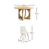 Jade 130cm Chalked Mango Wood Round Dining Table Set - 4 Seater - Bella Boucle Dining Chairs - Chalked Mango Wood Legs - Laura James 