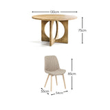 Jade 130cm Chalked Mango Wood Round Dining Table Set - 4 Seater - Bella Soft Beige Dining Chairs - Chalked Mango Wood Legs - Laura James 