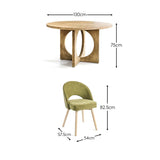 Jade 130cm Chalked Mango Wood Round Dining Table Set - 4 Seater - Marilyn Moss Green Dining Chairs - Chalked Mango Wood Legs - Laura James 