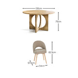 Jade 130cm Chalked Mango Wood Round Dining Table Set - 4 Seater - Marilyn Soft Beige Dining Chairs - Chalked Mango Wood Legs - Laura James 