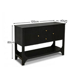Jade 2 Door 2 Drawer Sideboard - Jet Black Mango Wood