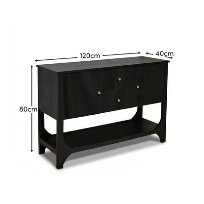 Jade 2 Door 2 Drawer Sideboard - Jet Black Mango Wood