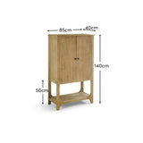 Jade 2 Door Tall Cabinet - Chalked Mango Wood - Laura James