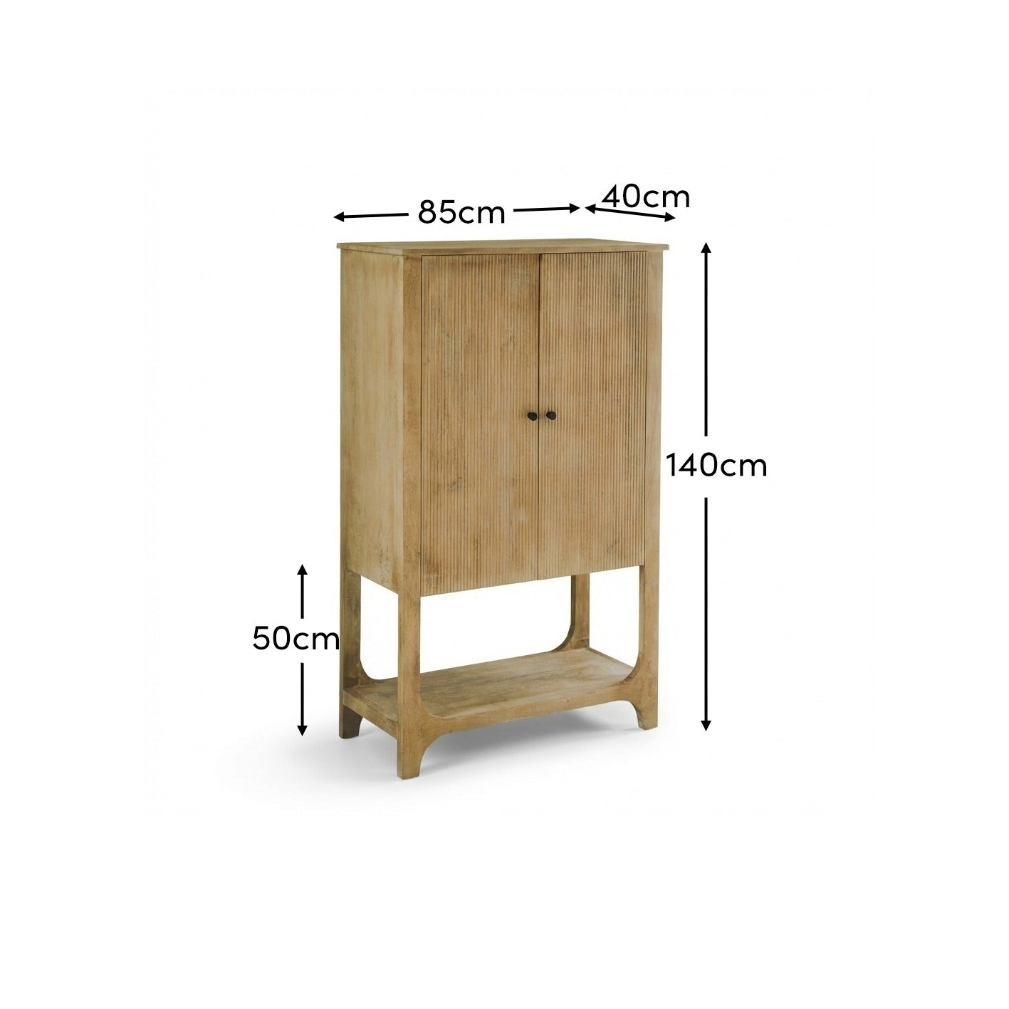 Jade 2 Door Tall Cabinet - Chalked Mango Wood - Laura James
