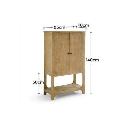 Jade 2 Door Tall Cabinet - Chalked Mango Wood - Laura James
