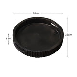 Jade 35cm Round Ribbed Tray - Jet Black Mango Wood - Laura James 