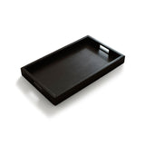 Jade 50cm Rectangular Ribbed Tray - Jet Black Mango Wood - Laura James 