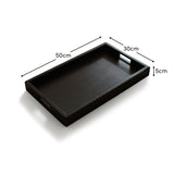 Jade 50cm Rectangular Ribbed Tray - Jet Black Mango Wood - Laura James 