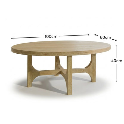Jade Chalked Mango Wood Oval Coffee Table - Laura James