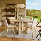 Jade 130cm Chalked Mango Wood Round Dining Table Set - 4 Seater - Bella Boucle Dining Chairs - Chalked Mango Wood Legs - Laura James 