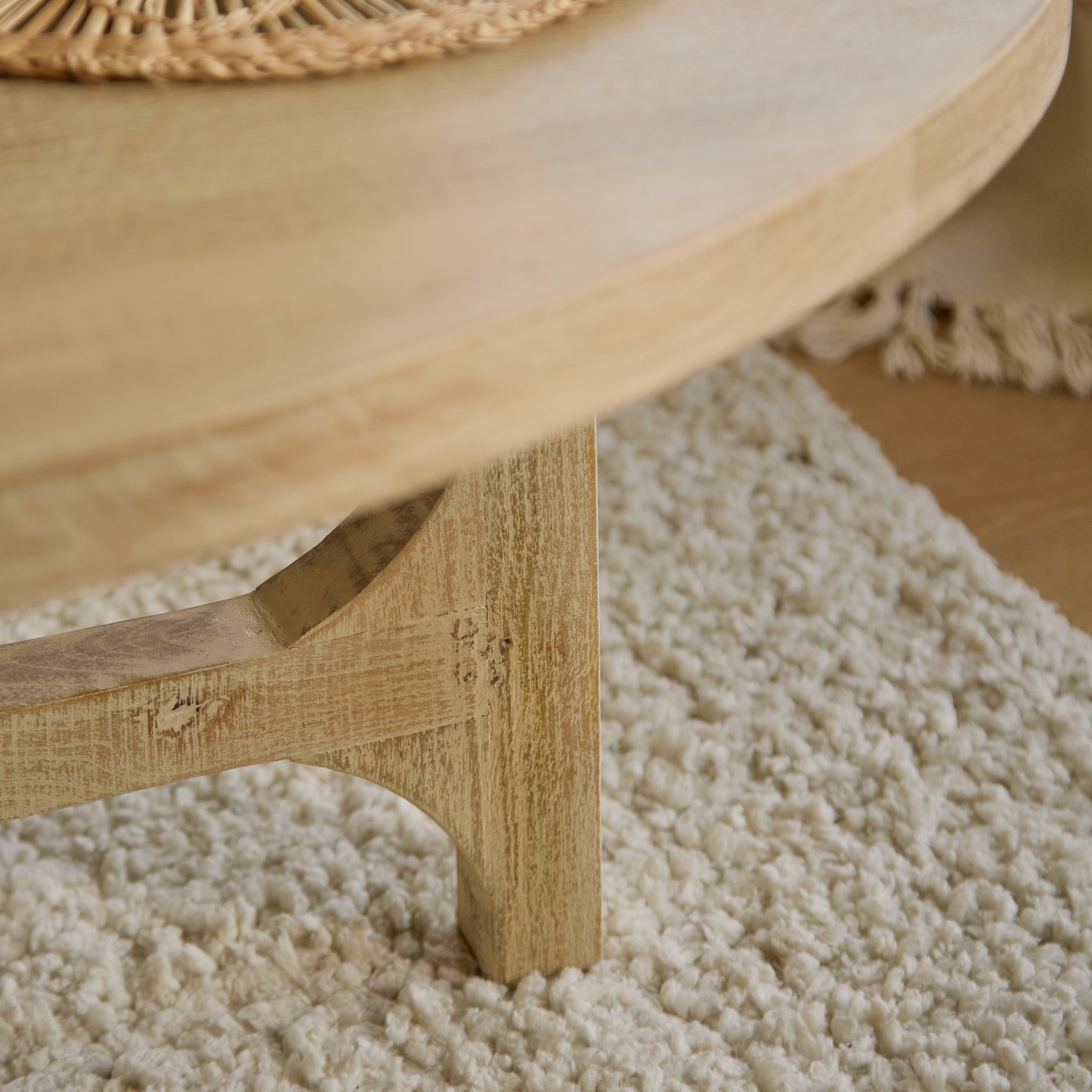 Jade Chalked Mango Wood Oval Coffee Table - Laura James