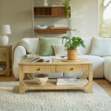 Jade Chalked Mango Wood Rectangular Coffee Table - Laura James