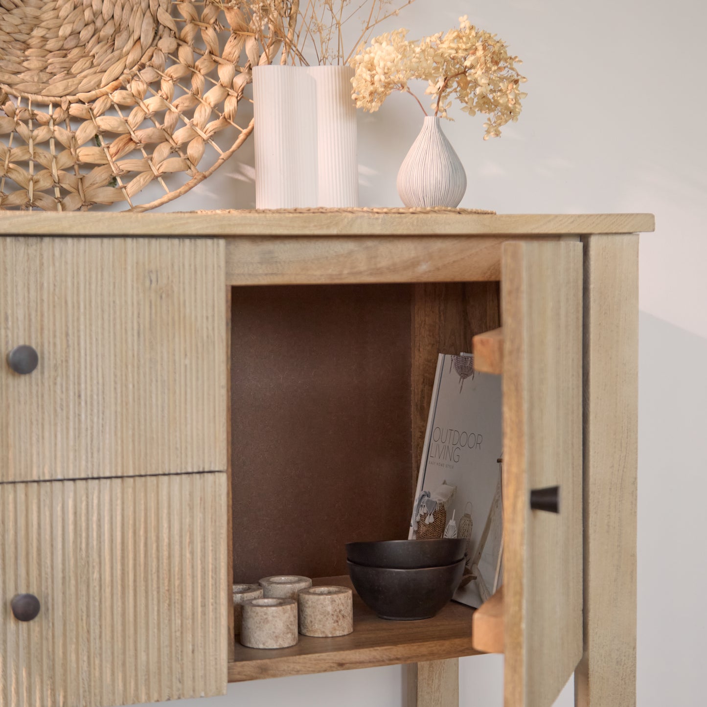 Jade 2 Door 2 Drawer Sideboard - Chalked Mango Wood - Laura James