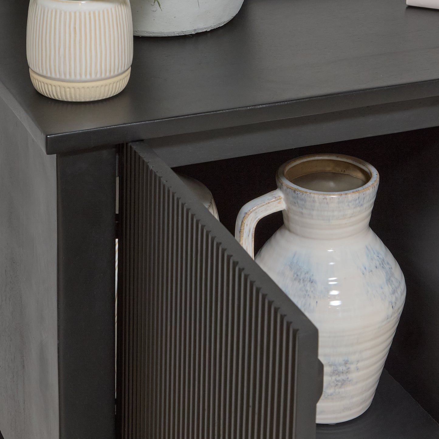 Jade 2 Door 2 Drawer Sideboard - Jet Black Mango Wood - Laura James