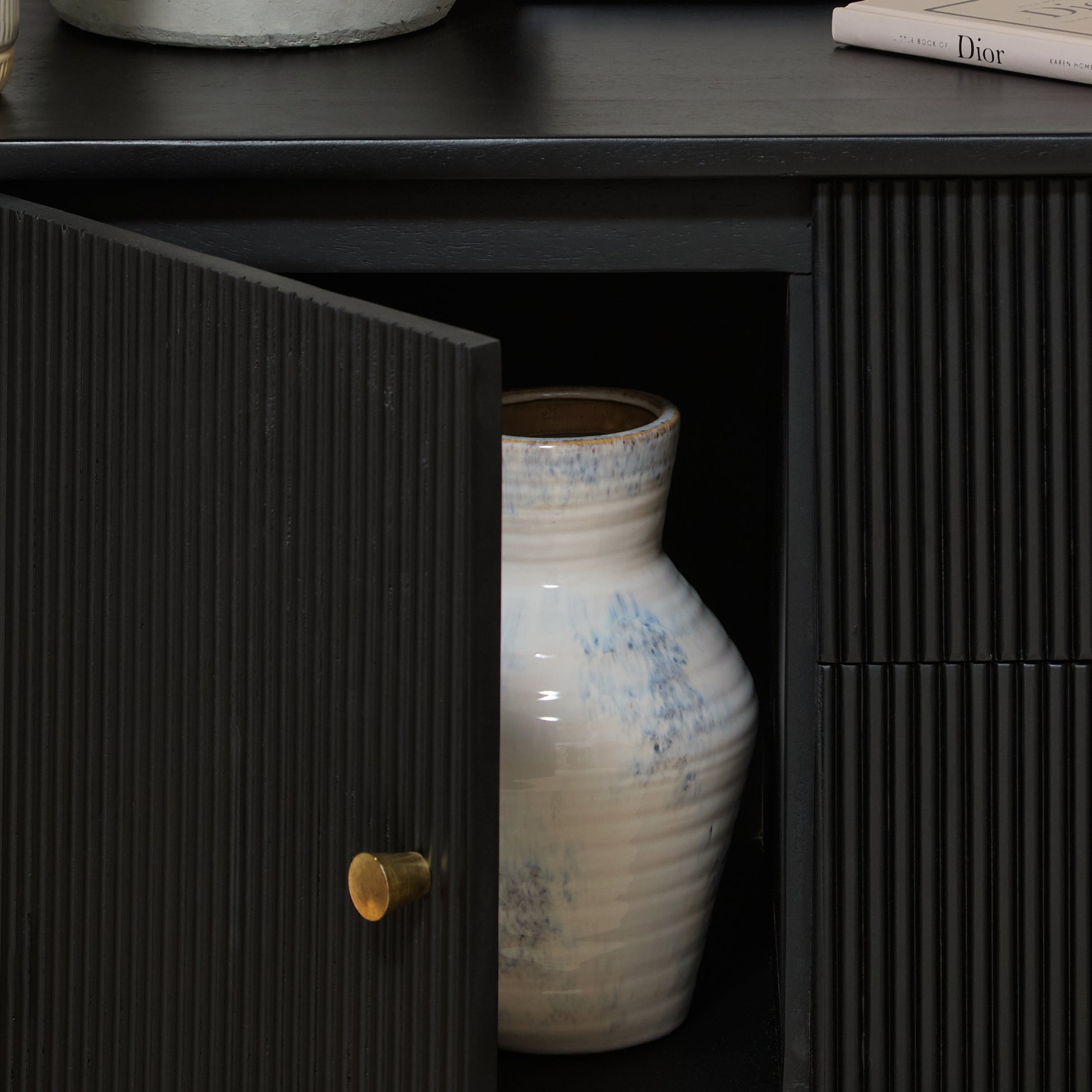 Jade 2 Door 2 Drawer Sideboard - Jet Black Mango Wood - Laura James