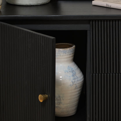 Jade 2 Door 2 Drawer Sideboard - Jet Black Mango Wood - Laura James