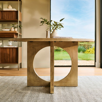 Jade 130cm Round Chalked Mango Wood Dining Table - Laura James