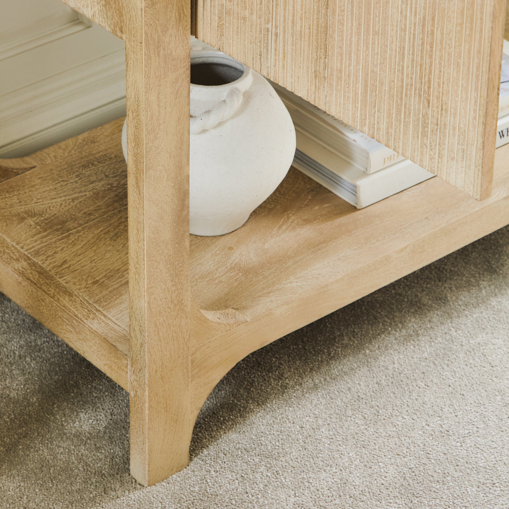 Jade 2 Door Tall Cabinet - Chalked Mango Wood - Laura James