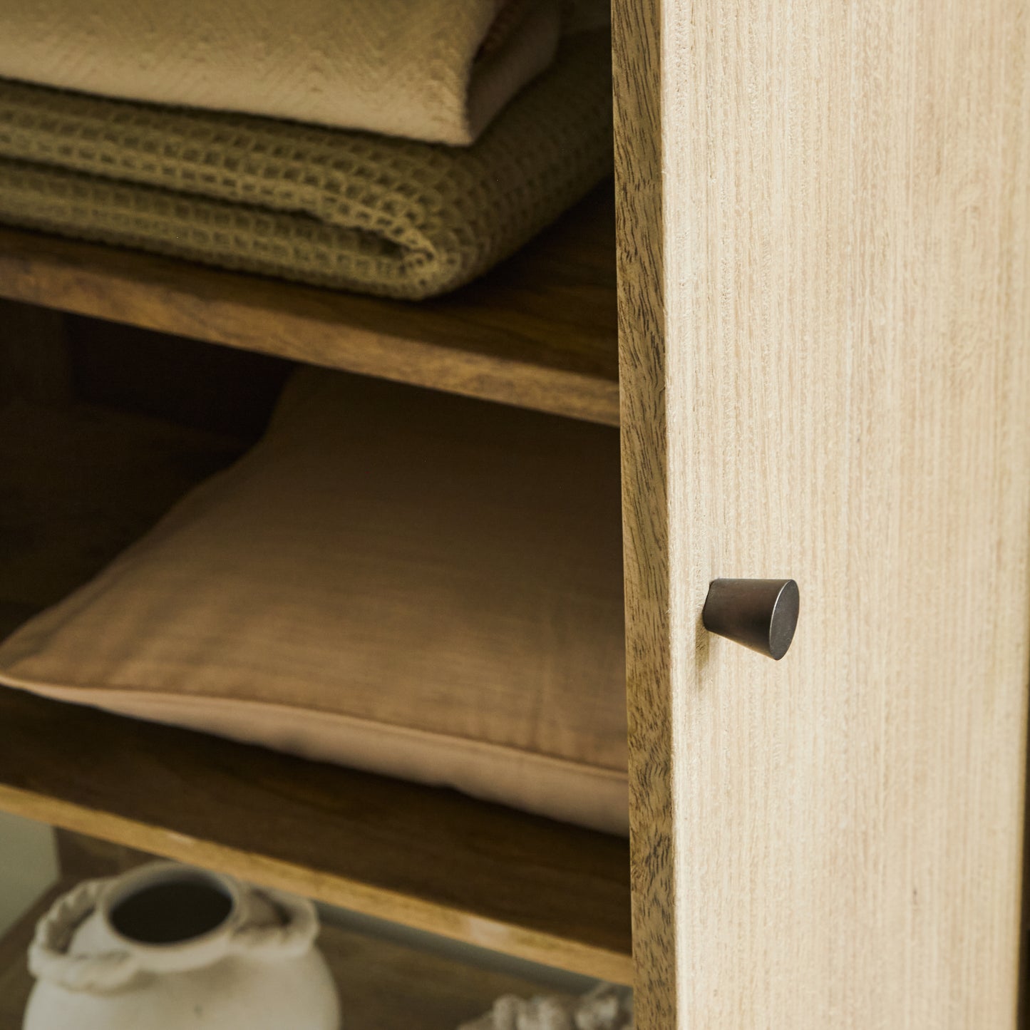 Jade 2 Door Tall Cabinet - Chalked Mango Wood - Laura James