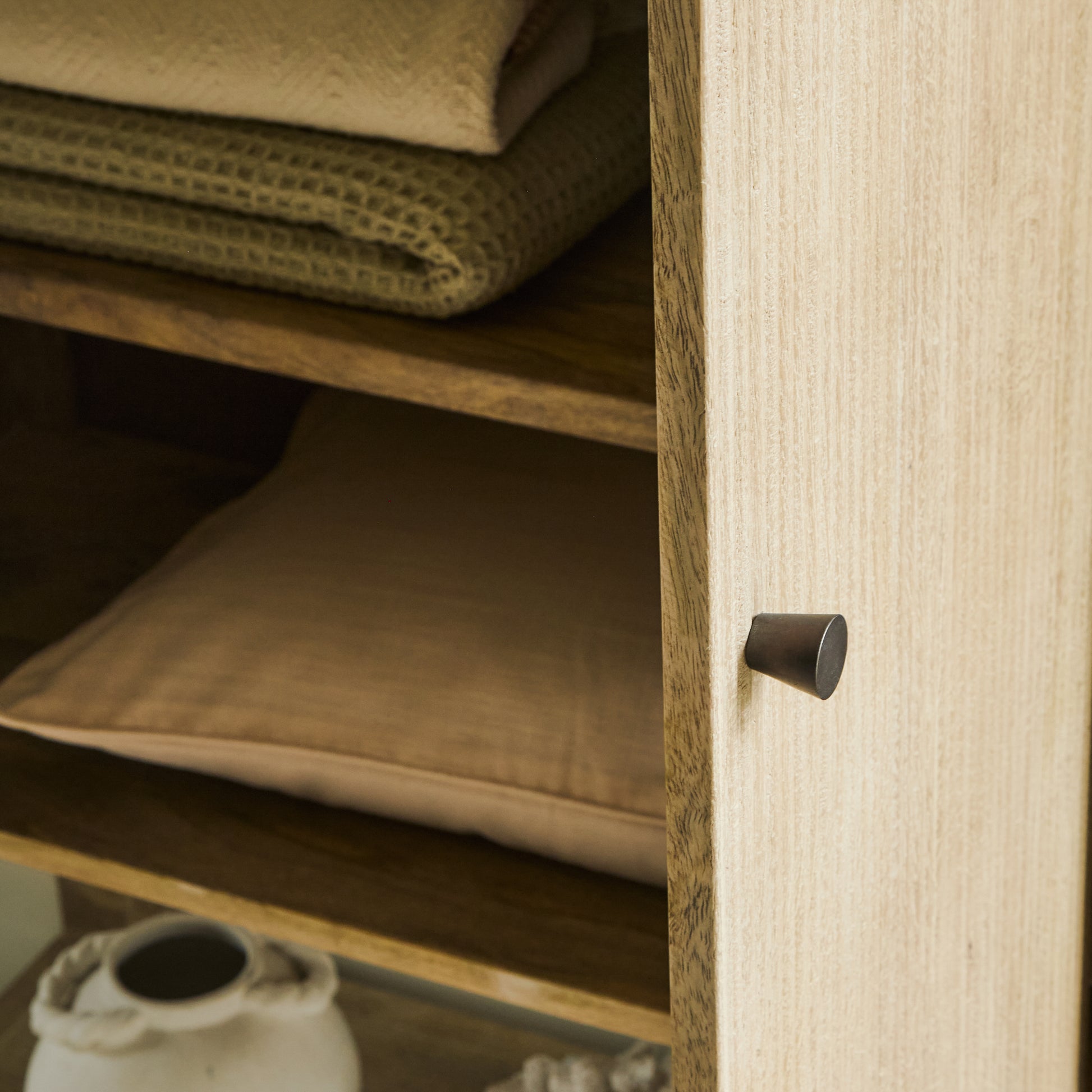 Jade 2 Door Tall Cabinet - Chalked Mango Wood - Laura James