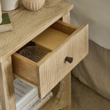 Jade 1 Drawer bedside Table - Chalked Mango Wood - Laura James