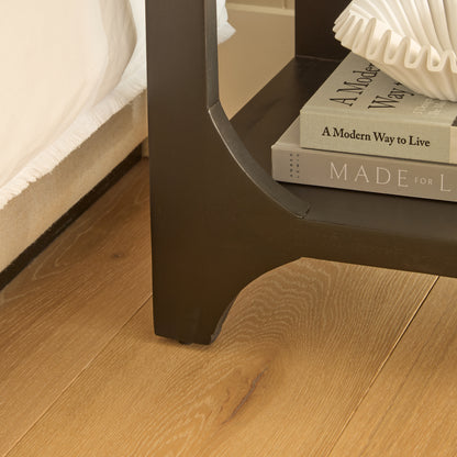 Jade 1 Drawer Bedside Table - Jet Black Mango Wood - Laura James