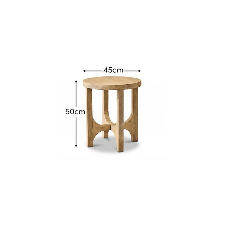 Jade Round Side Table - Chalked Mango Wood - Laura James