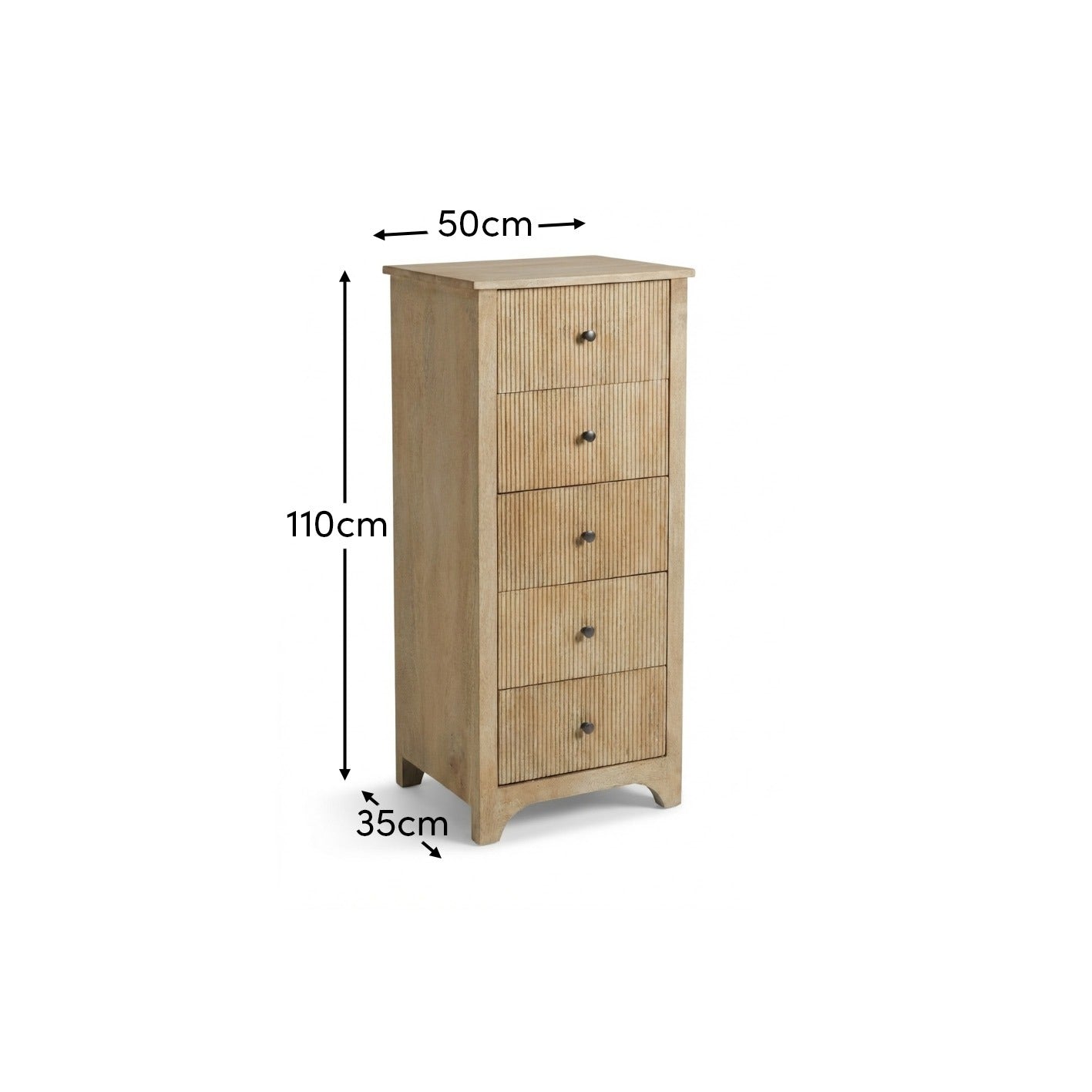 Jade 5 Drawer Tallboy - Chalked Mango Wood - Laura James