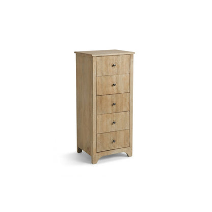 Jade 5 Drawer Tallboy - Chalked Mango Wood - Laura James