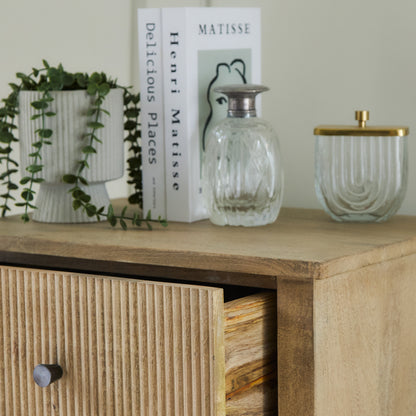 Jade 5 Drawer Tallboy - Chalked Mango Wood - Laura James