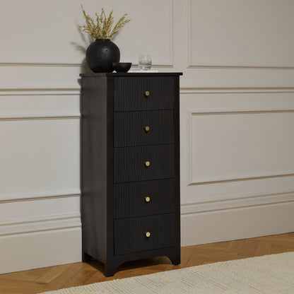 Jade 5 Drawer Tallboy - Jet Black - Laura James