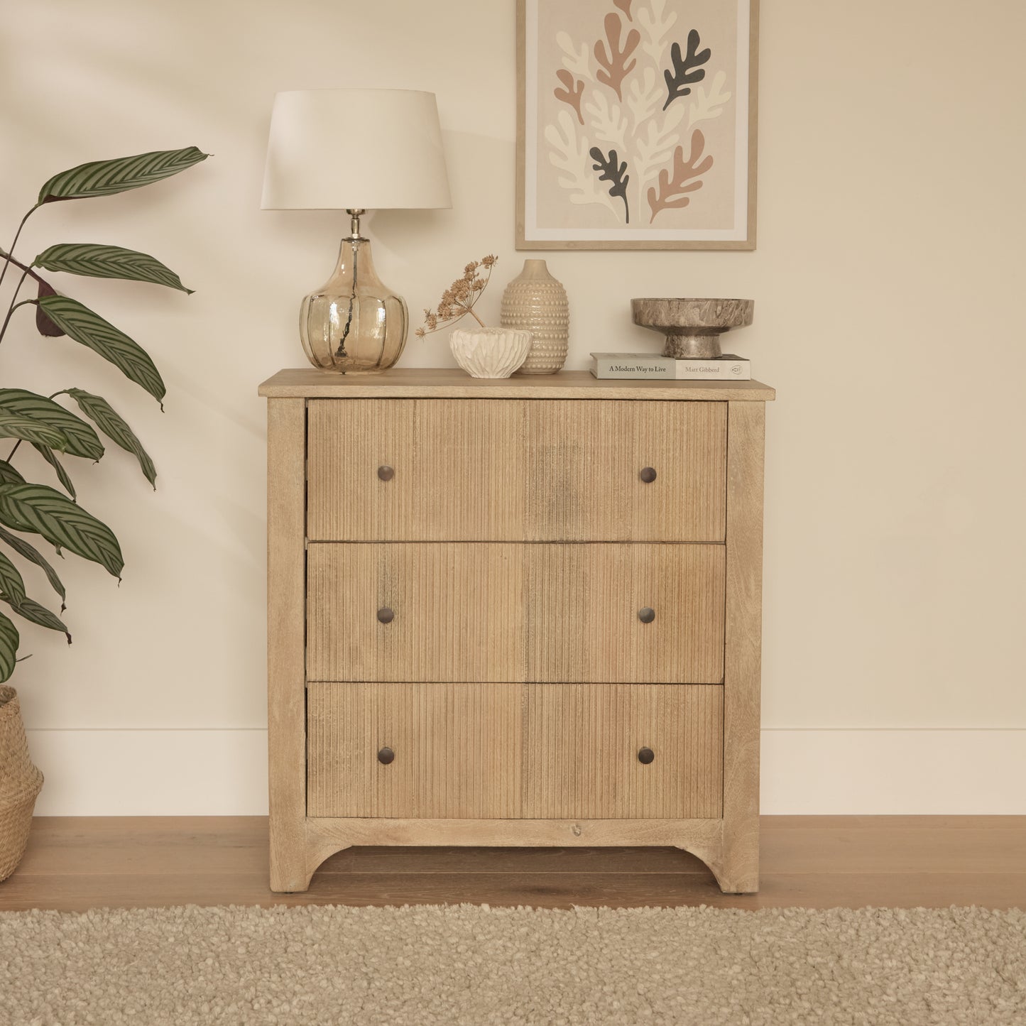 Jade 3 Drawer Chest of Drawers - Chalked Mango Wood - Laura James
