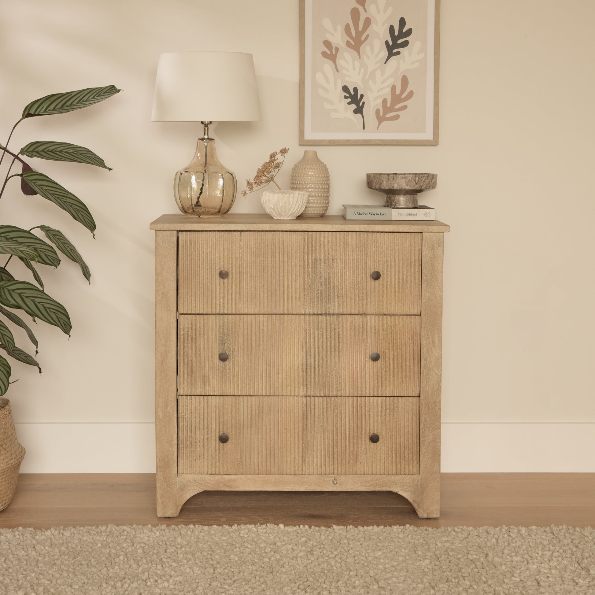 Jade 3 Drawer Chest of Drawers - Chalked Mango Wood - Laura James
