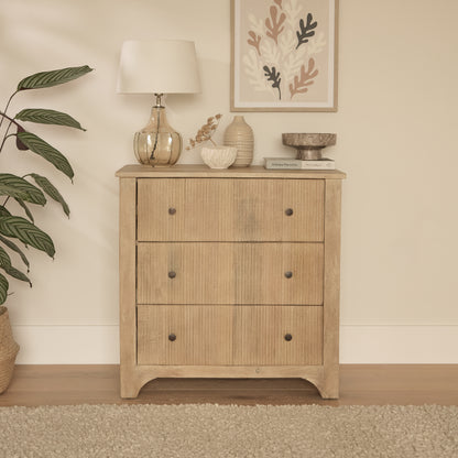 Jade 3 Drawer Chest of Drawers - Chalked Mango Wood - Laura James