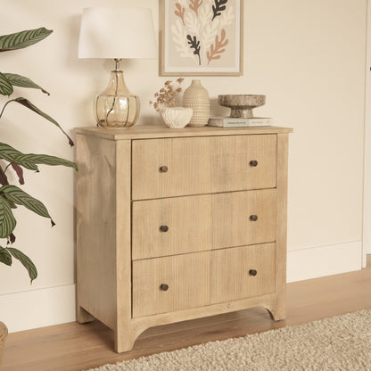 Jade 3 Drawer Chest of Drawers - Chalked Mango Wood - Laura James