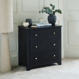 Jade 3 Drawer Chest of Drawers - Jet Black - Laura James
