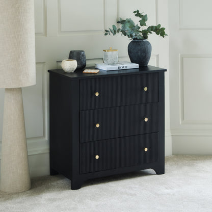 Jade 3 Drawer Chest of Drawers - Jet Black - Laura James