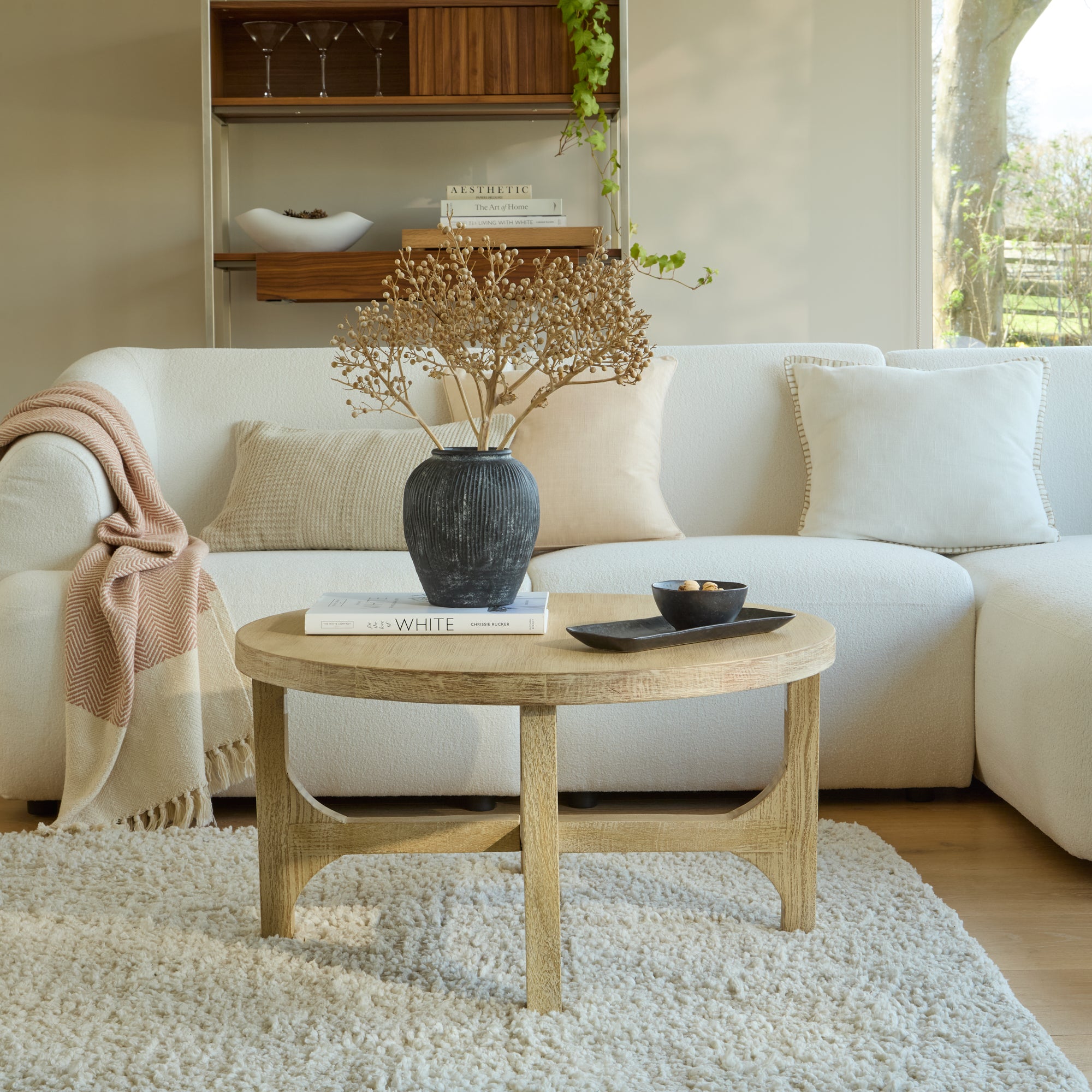 Jade Round Coffee Table Chalked Mango Wood | Laura James