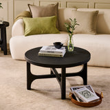 Jade Jet Black Mango Wood Round Coffee Table - Laura James