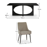 Jade 6 Seater Rectangular Jet Black Acacia Wood Dining Table with Maeve Soft Beige Dining Chairs - Laura James 