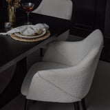 Jade Jet Black Rectangular Acacia Dining Table Set - 6 Seater - Freya Boucle Armchairs with Black Legs
- Laura James 
