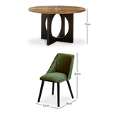 Jade Round Mango Wood 4 Seater Dining Set with Freya Fern Green Armchairs - Laura James