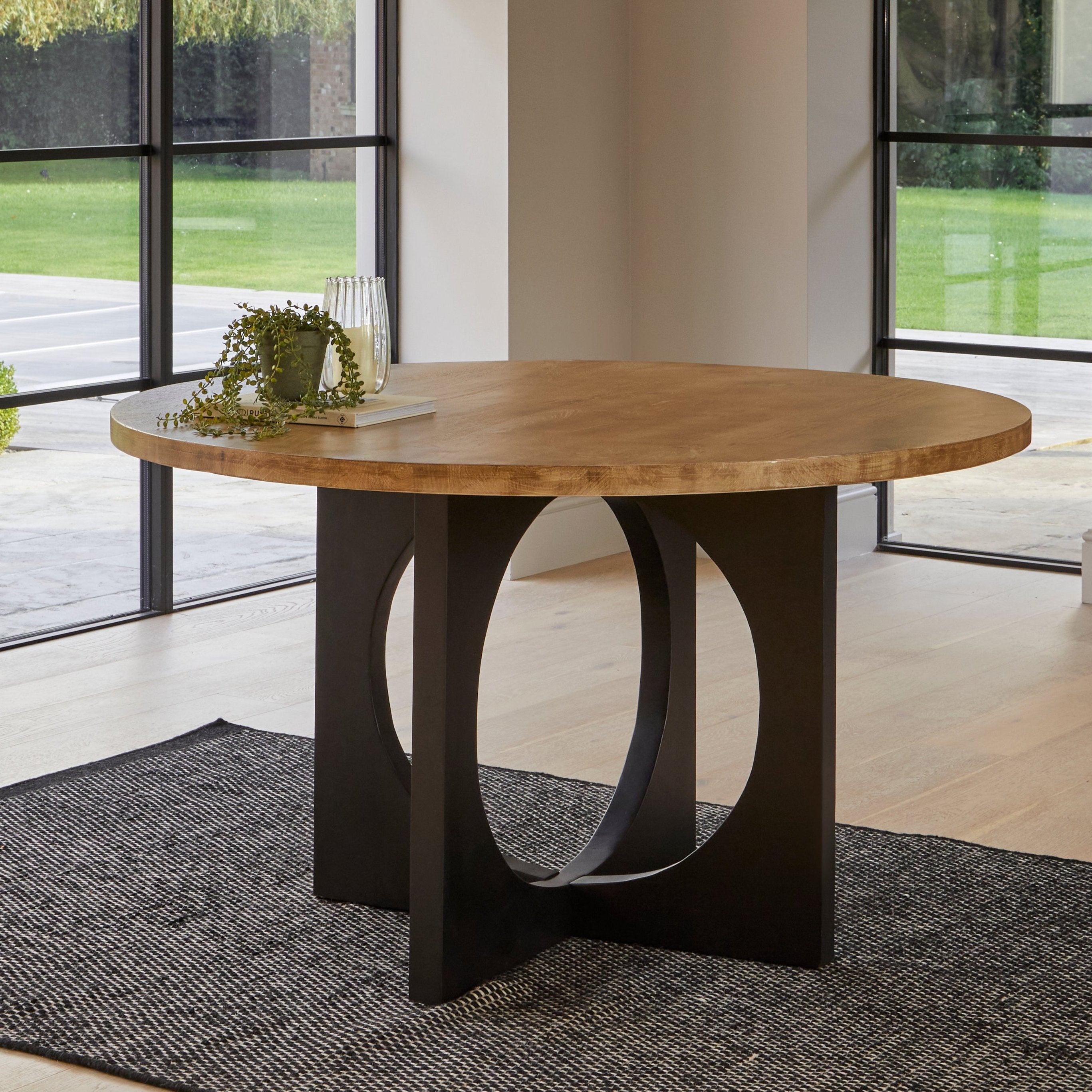 Jade Round Jet Black Mango Wood Dining Table Laura James