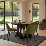 Jade Jet Black Round Acacia Dining Table Set - 4 Seater - Freya Fern Green Dining Chairs - Black Legs
- Laura James 